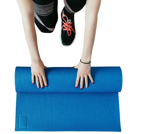 FlexAndPunch image of unfolding of sports mat for fitness exercises